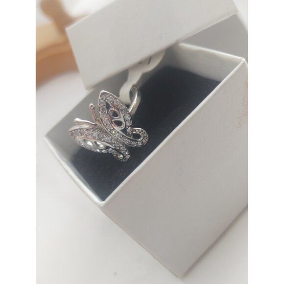 Italian Sterling Silver 925 Women's  Size 5 Cubic Zirconia Butterfly Ring NEW - Picture 2 of 10